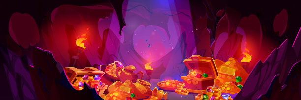 宝藏洞里有成堆的金子图片下载