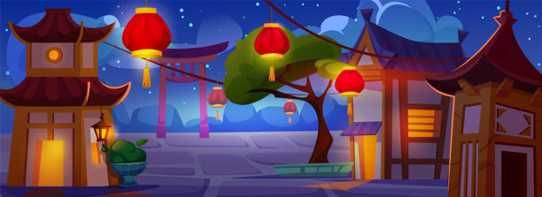 有传统房屋的中国村庄或城镇图片下载