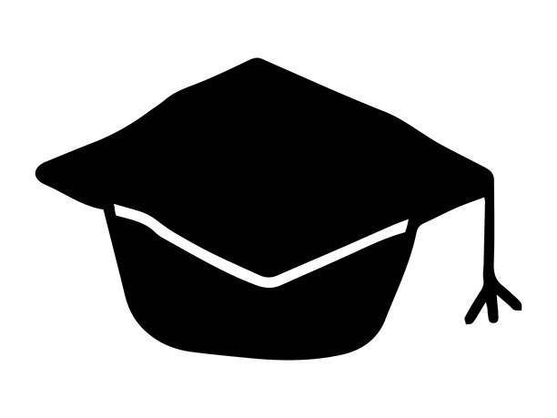黑色剪影毕业帽孤立在白色背景。教育理念，学业成就，简约风格，成功象征图片下载