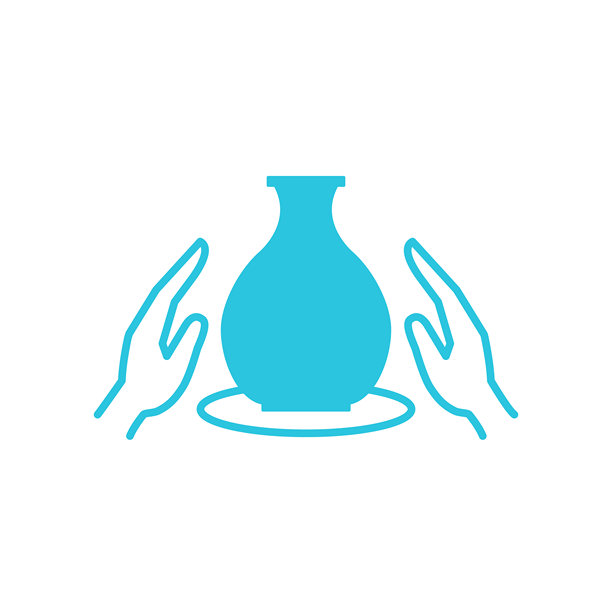 塑造陶瓷icon。孤立在白色背景上。从蓝色图标集。图片下载