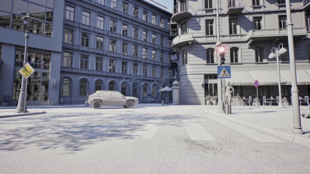 城市里的自动驾驶电动汽车图片下载