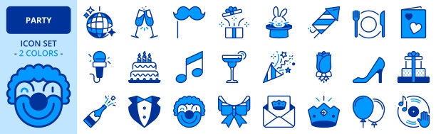 两种颜色的图标关于派对图片下载