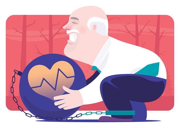 高级商人拿着拴着他的大球图片下载