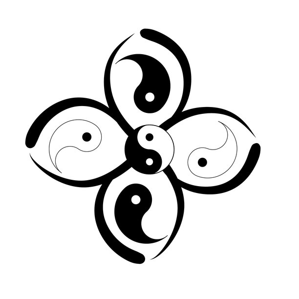 系列的阴阳和无限符号的标志，网络图标纹身在白色的背景。矢量插图。图片下载