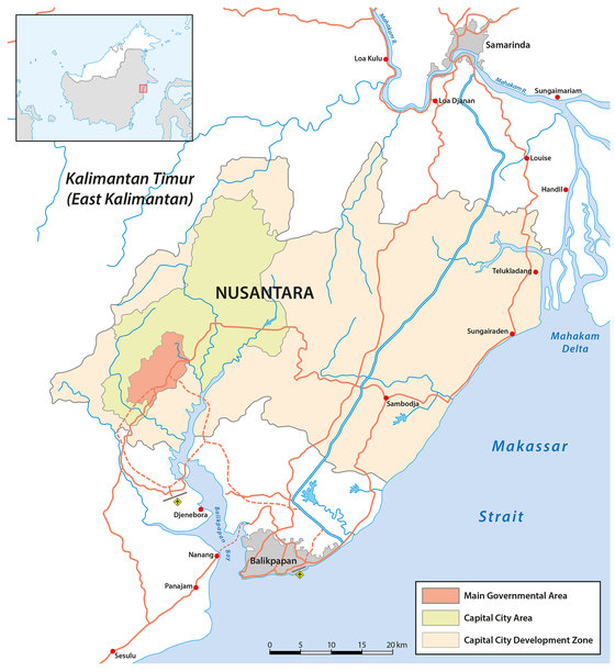 印尼新首都努沙塔拉概览地图图片下载