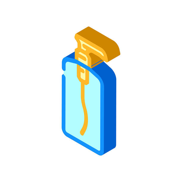 乳液瓶玻璃包装等距图标矢量插图图片下载