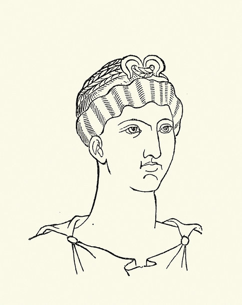 历史的时尚，古罗马，妇女的头饰，发型，复古插图图片下载
