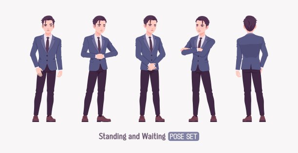 帅气的亚洲人，年轻的商人，穿着正装，站着图片下载