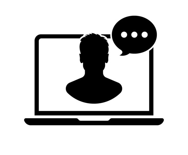 笔记本电脑消息图标。轮廓样式。矢量图标。图片下载