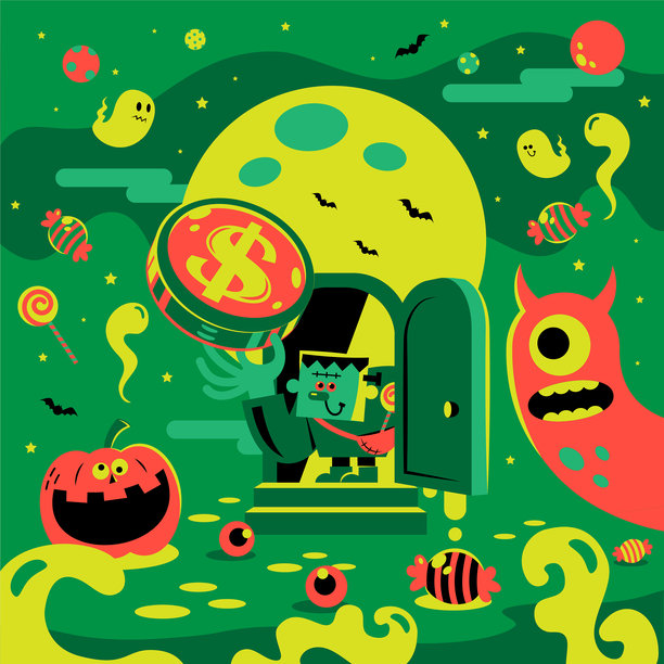 弗兰肯斯坦万圣节场景：金钱与怪物图片下载