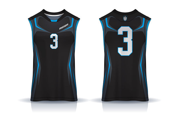 篮球背心设计模板，运动衫模型。统一的正面，侧面和背面视图。图片下载