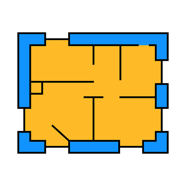 房屋平面图图标彩色插图图片下载