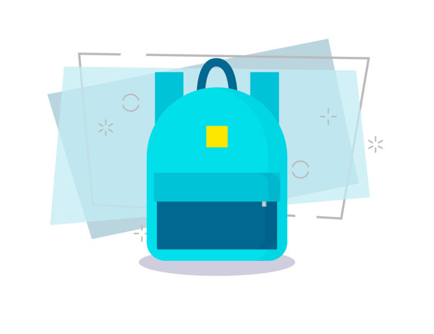 蓝色背包插画图片下载