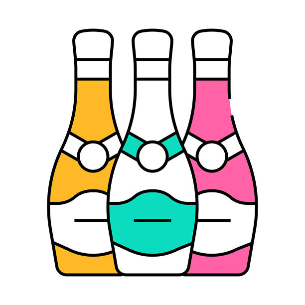 香槟酒瓶标志图标彩色插图图片下载
