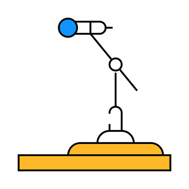 麦克风的立场上的演讲敬酒图标彩色插图图片下载
