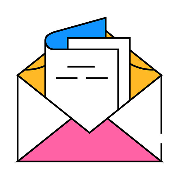 信封与生日邀请图标彩色插图图片下载