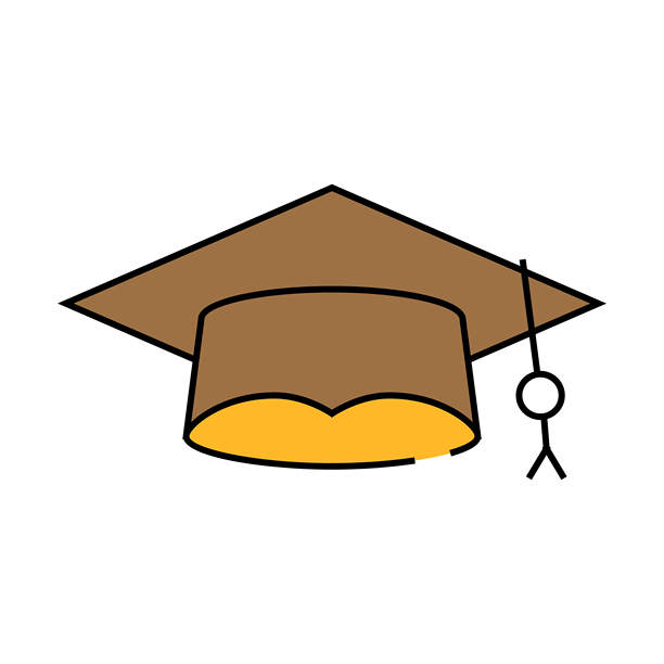 学生毕业帽图标彩色插图图片下载