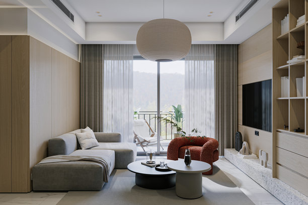 过渡室内设计的房间与现代沙发和日光图片下载