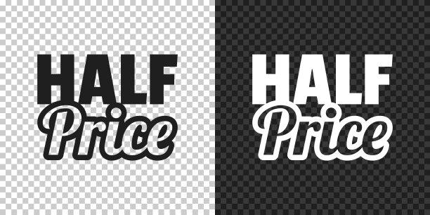 一半的价格。空白背景上的设计图标图片下载