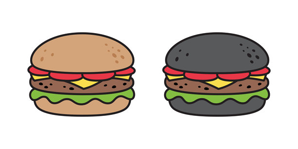 汉堡矢量快餐图标炭标志卡通人物插图符号剪贴艺术隔离图片下载