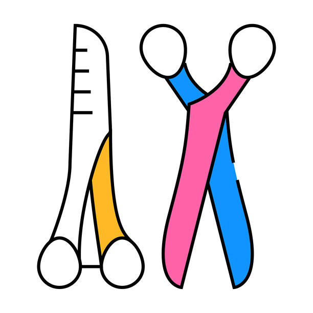 剪刀剪动物毛图标彩色插图图片下载