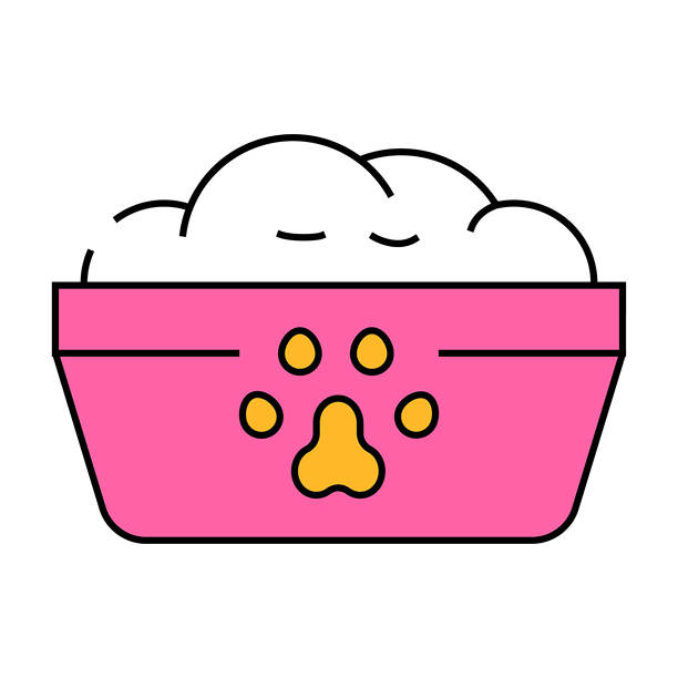 动物食碗图标彩色插图图片下载