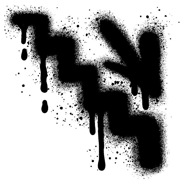 紧急出口图标被黑色喷漆涂鸦。矢量插图。图片下载