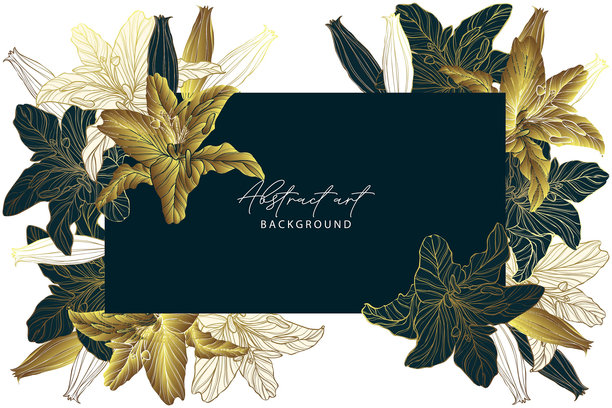 金百合花线艺术图案背景图片下载