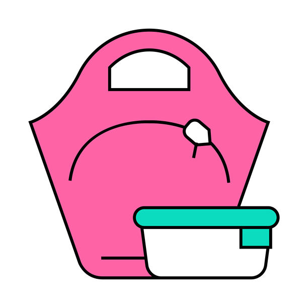 女性午餐盒图标彩色插图图片下载