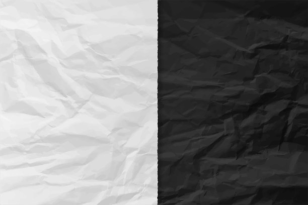水平空白粗糙纹理黑白彩色分割半分割皱皱纸矢量背景分成两个相等的部分与复制空间图片下载