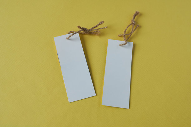 黄色背景上的空白价格标签。品牌标识模板。图片下载