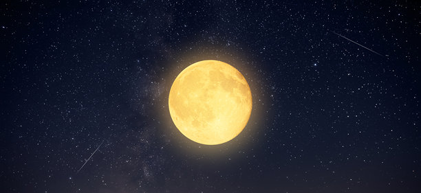 满月与星河的背景。图片下载