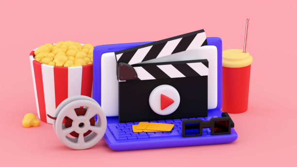 3d在线影院电影概念创意社交媒体移动现代播放视频赚钱图片下载
