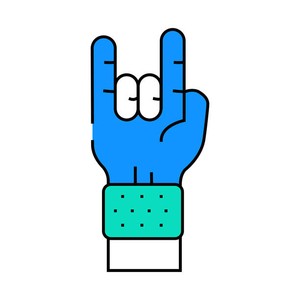 摇滚节日活动图标彩色插图图片下载