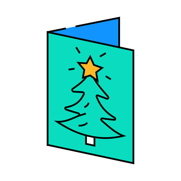 贺年卡图标彩色插图图片下载