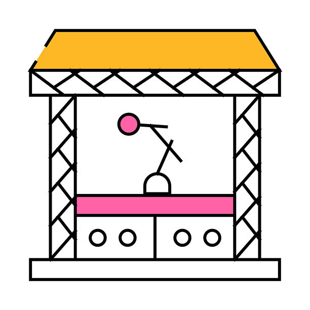 舞台与麦克风图标彩色插图图片下载