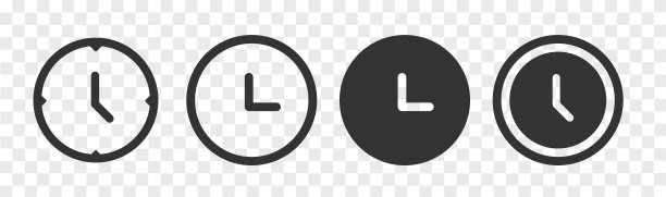 黑白背景的极简主义时钟图标图片下载