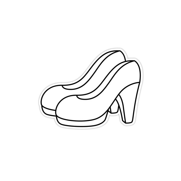 蓝色高跟鞋的矢量插图与粉红色鞋底站在白色背景黑色和白色绘图为孩子们学习根据图片的颜色。图片下载