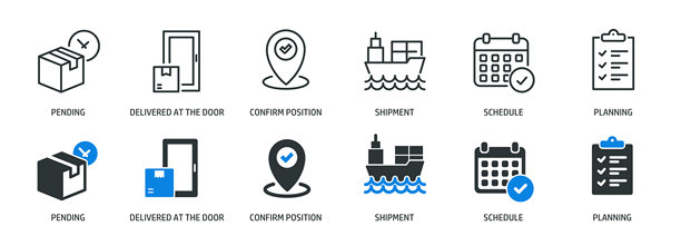 配送线性图标和字形图标合集，简约图标和符号系列矢量素材图片下载