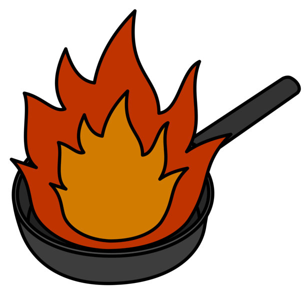 煎锅着火的插图图片下载