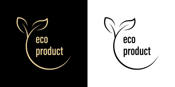 生态产品-矢量金邮票产品标签。图片下载
