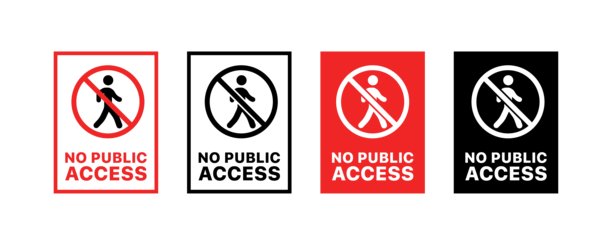 禁止公共访问设置图标。禁止标志图标。平面、线性和轮廓样式。矢量图标。图片下载