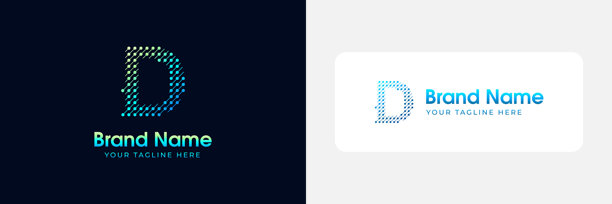 D字母标志D标志设计模板D技术字母组合D标志由点组成图片下载
