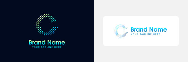 C字母标志C标志设计模板C技术字母组合C标志由点构成图片下载