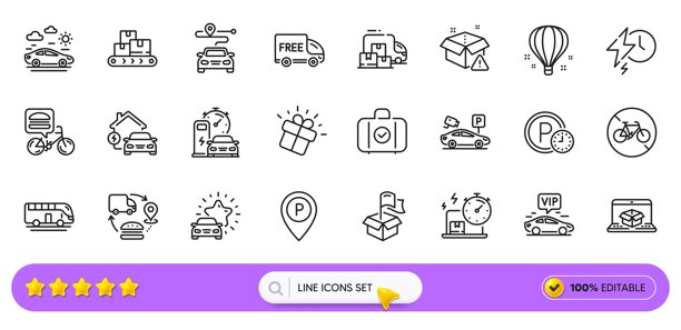 禁止自行车，送货警告和在线送货在线图标的网页应用程序。象形图标。行图标。向量图片下载