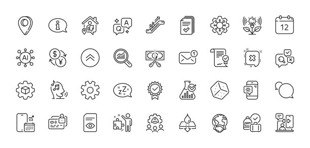 服务，产品开发和化学实验室线图标包。用于web应用程序。线图标。向量图片下载