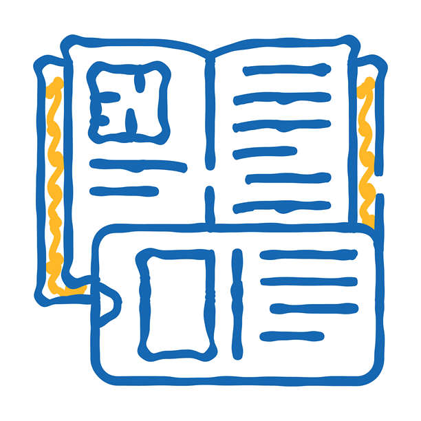 拍摄书的页面上的手机相机图标涂鸦插图图片下载