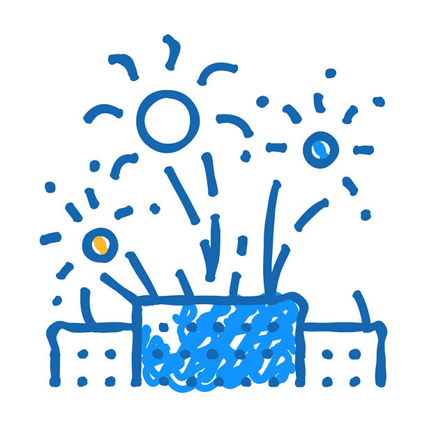 烟花爆炸平面图标涂鸦插图图片下载