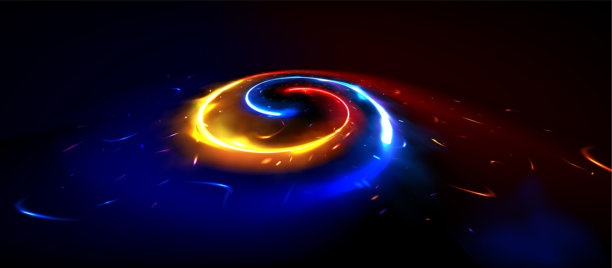 椭圆形漩涡红蓝相间的火焰环图片下载