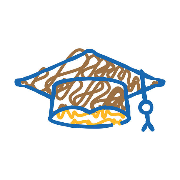 学生毕业帽图标涂鸦插图图片下载